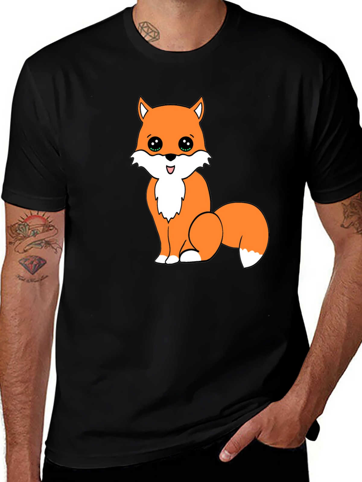 Cute Fox Graphic Tee - Black Unisex T-Shirt