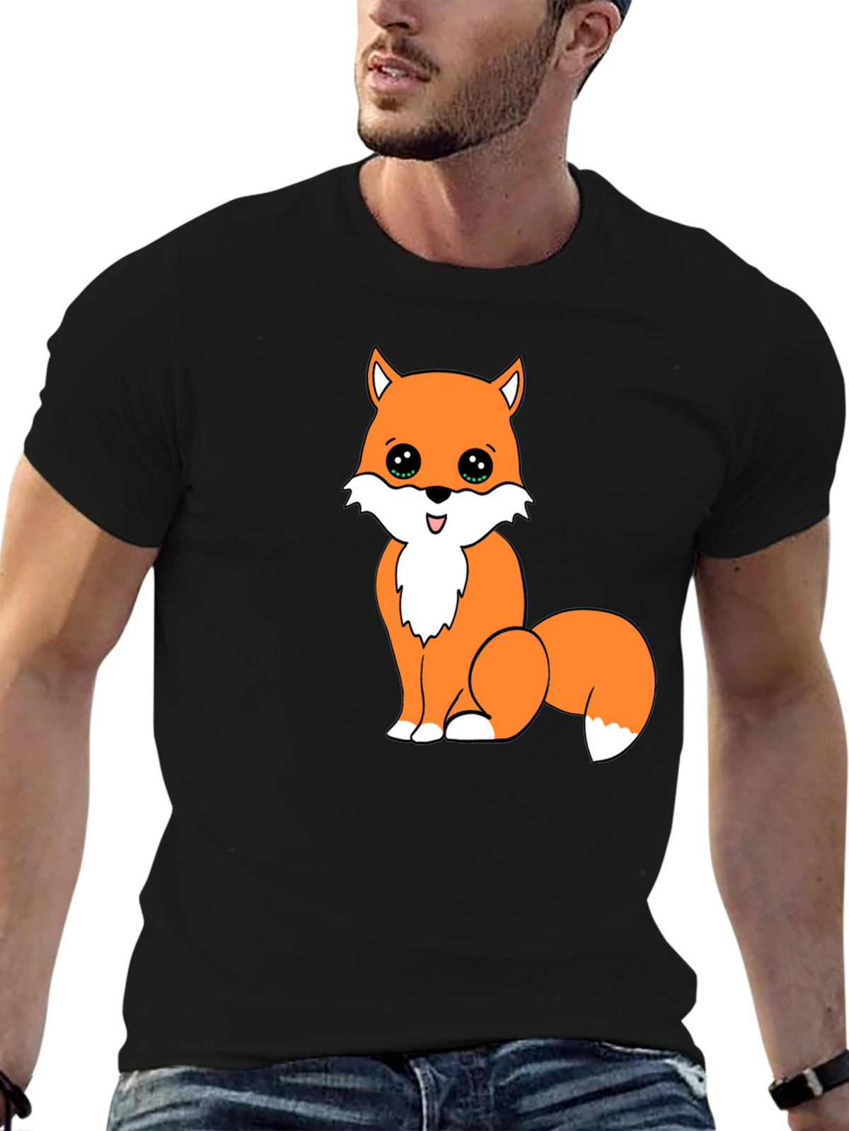 Cute Fox Graphic Tee - Black Unisex T-Shirt