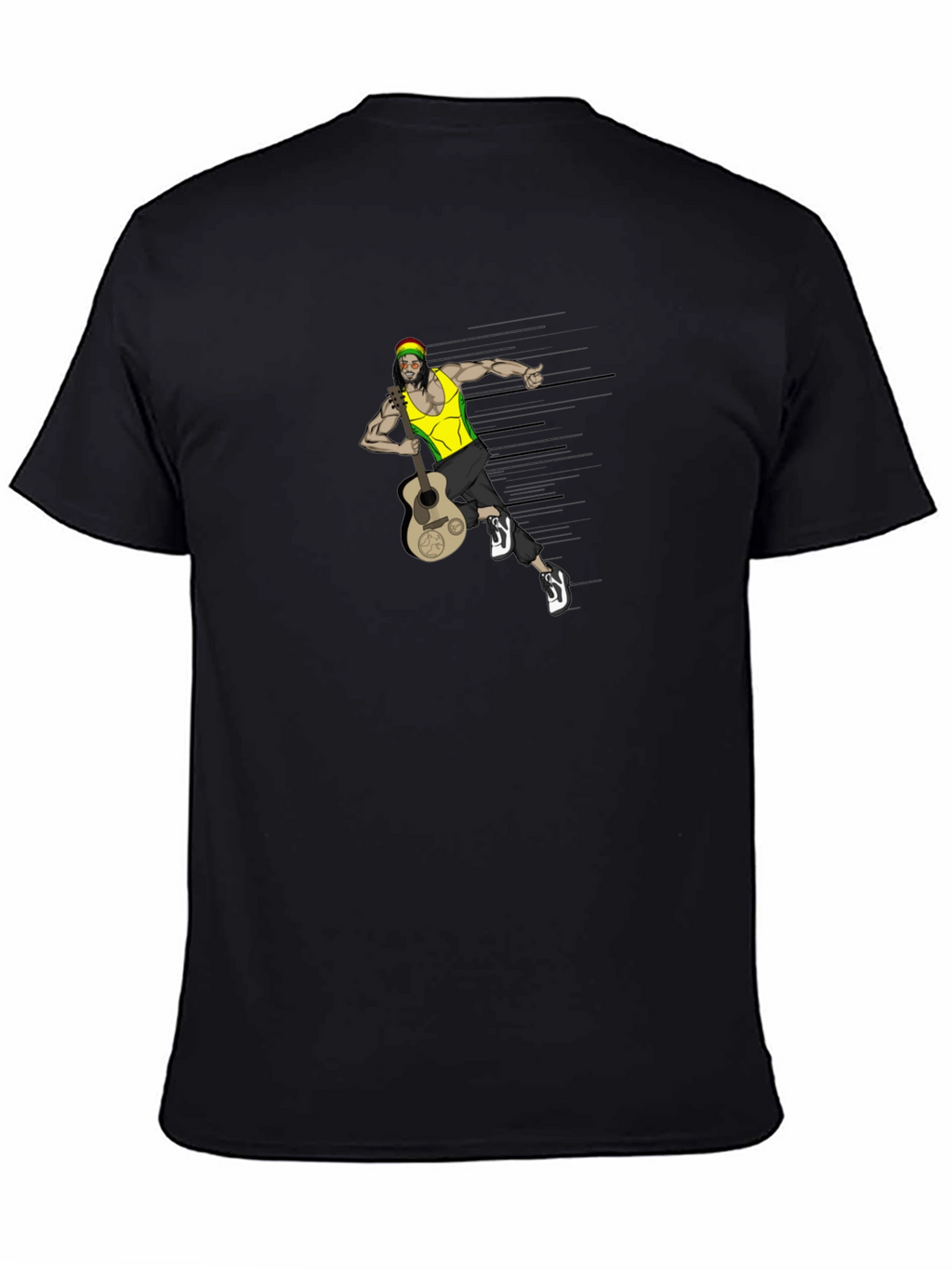 Rasta Man Guitar Graphic Tee - Black T-Shirt