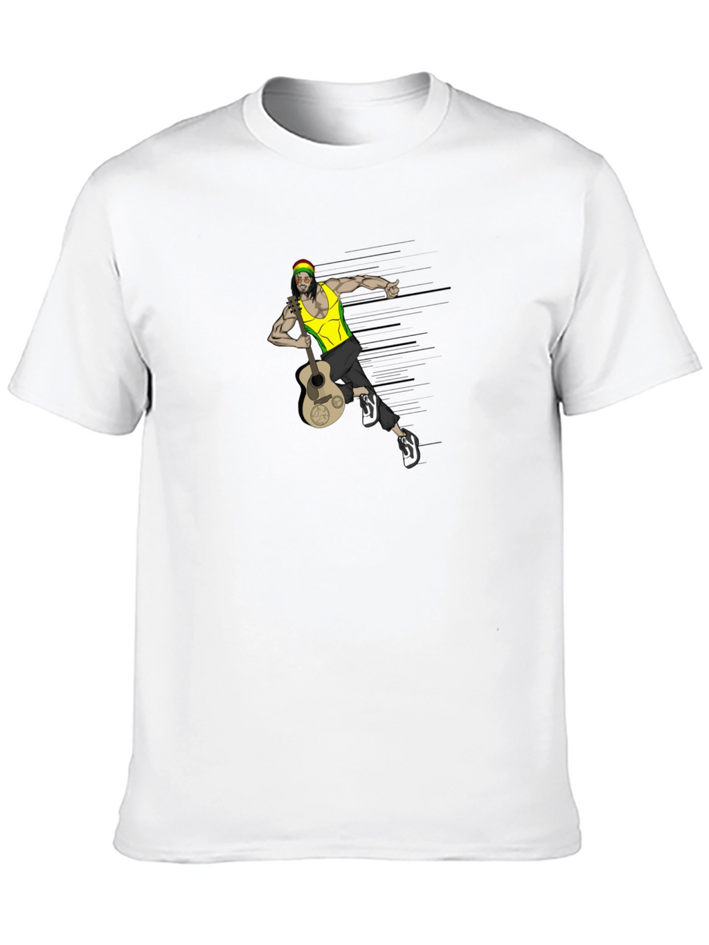 Rasta Man Guitar Graphic Tee - Black T-Shirt