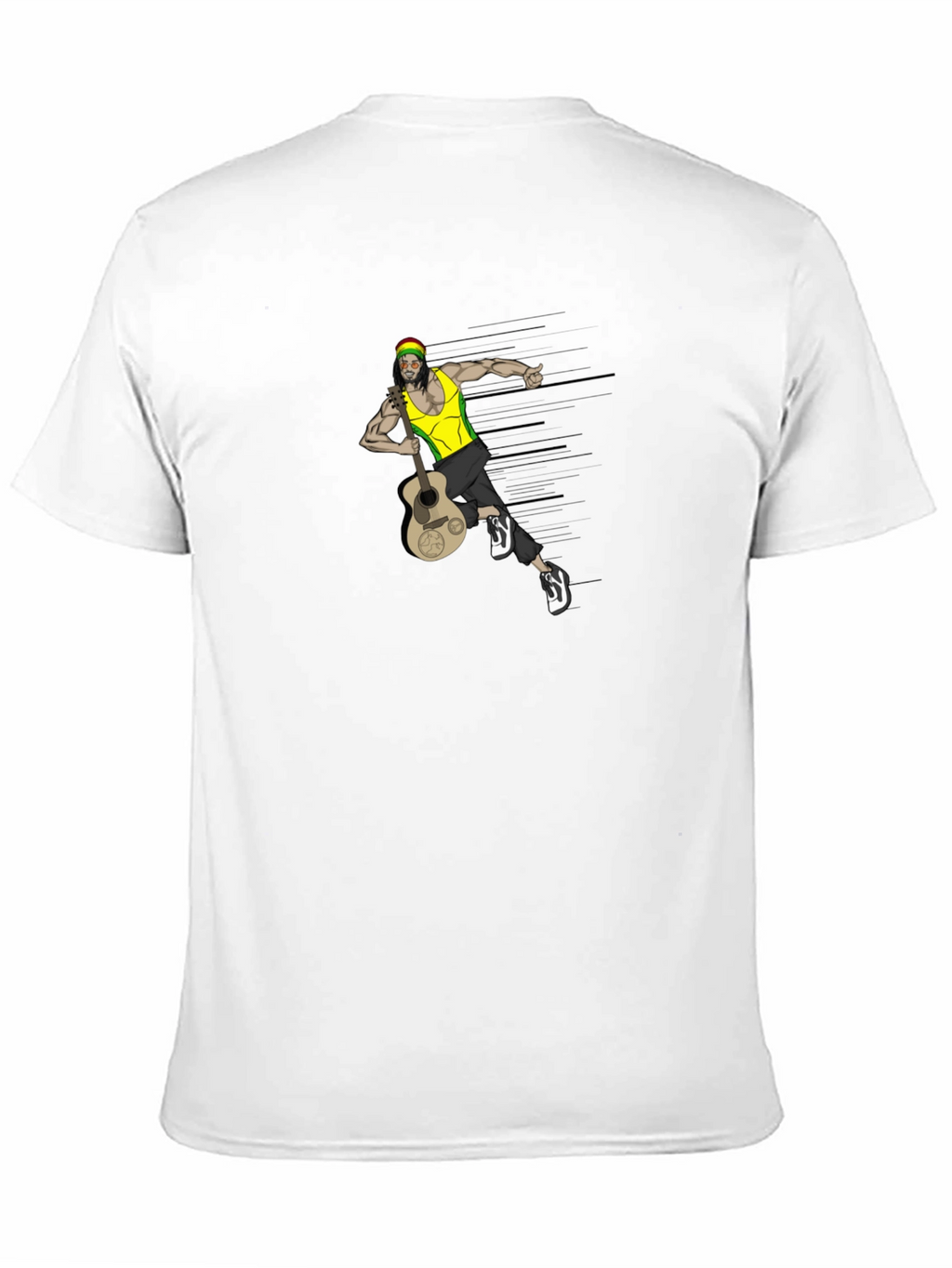 Rasta Man Guitar Graphic Tee - Black T-Shirt