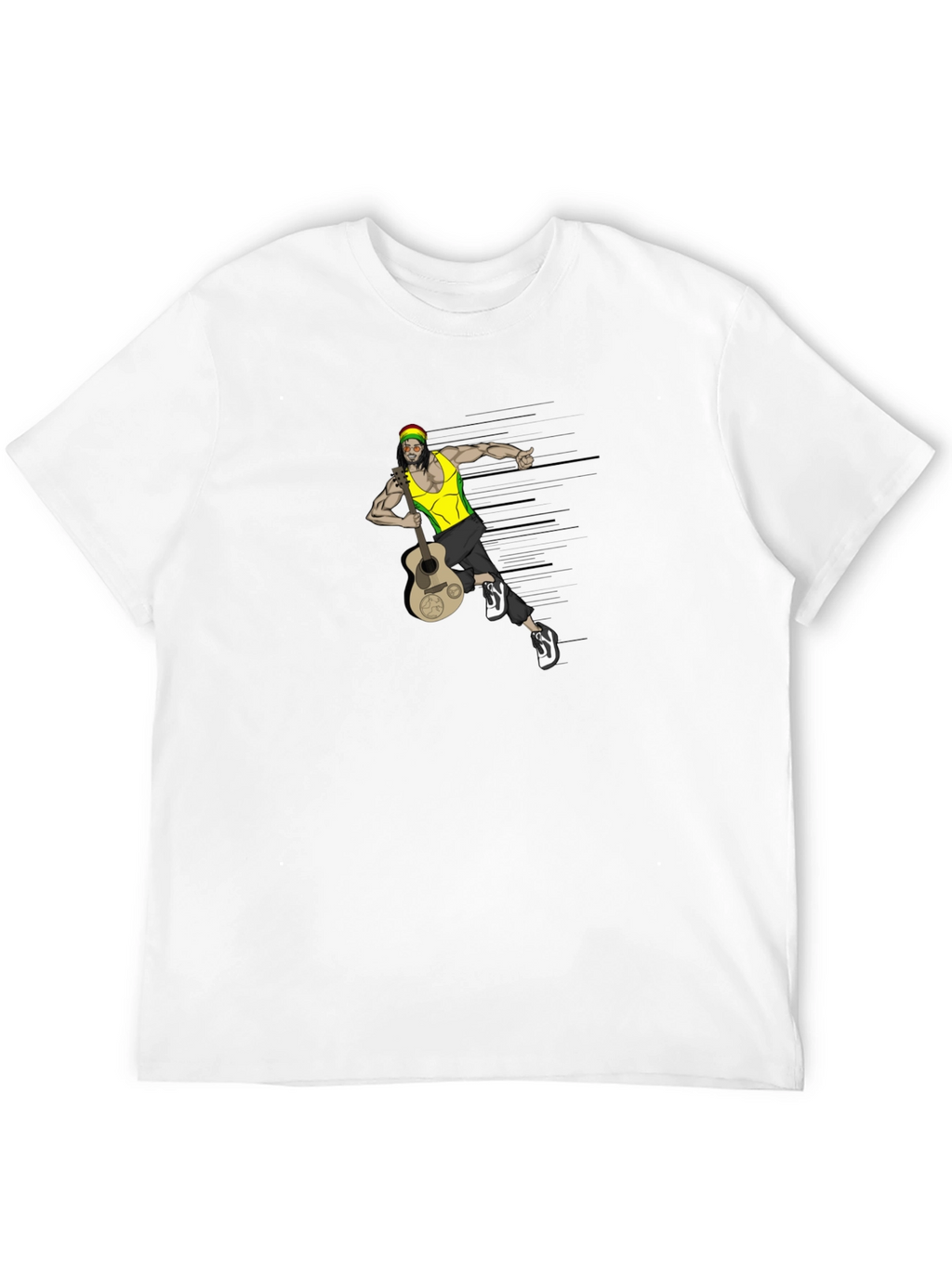 Rasta Man Guitar Graphic Tee - Black T-Shirt