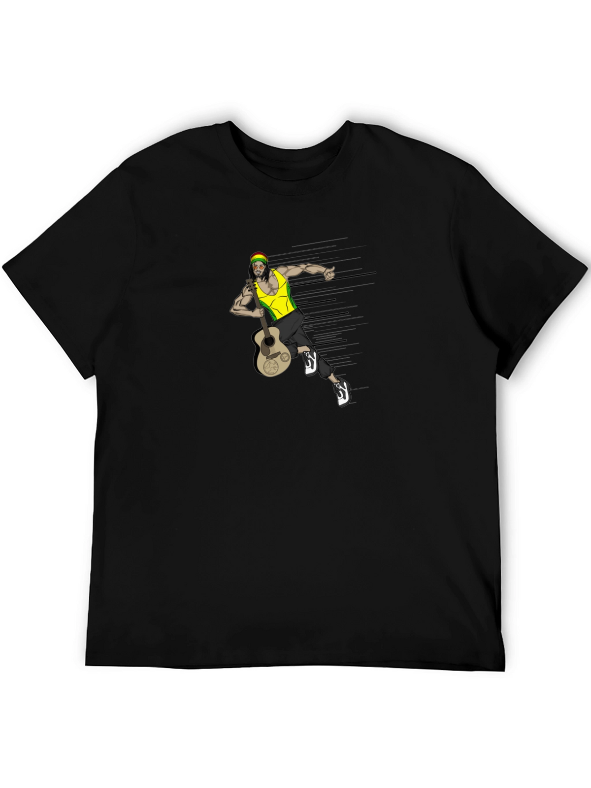 Rasta Man Guitar Graphic Tee - Black T-Shirt