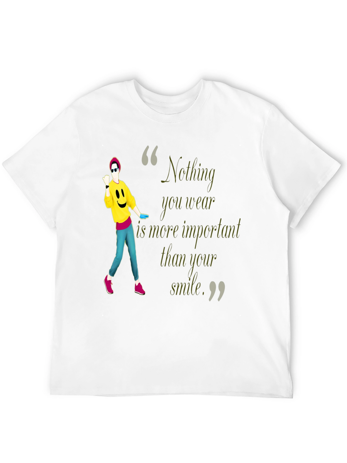 Stylish Black Tee with Smile Quote & Dancer Graphic