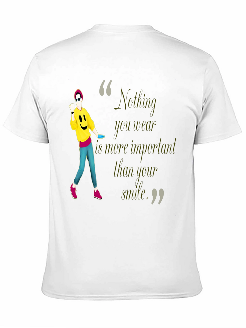 Stylish Black Tee with Smile Quote & Dancer Graphic