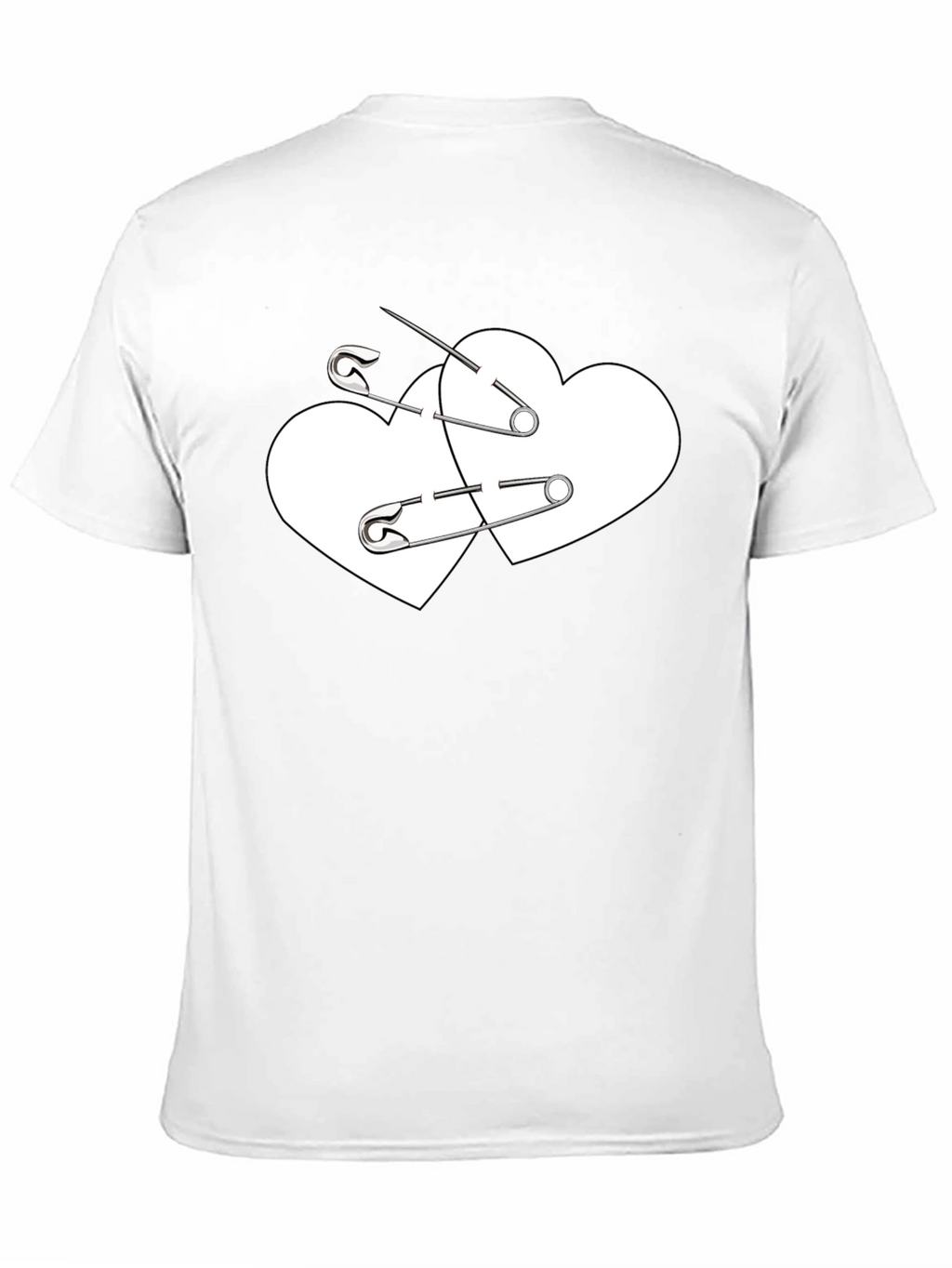 Safety Pin Heart Graphic Tee - Black