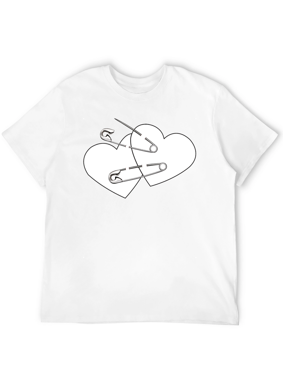 Safety Pin Heart Graphic Tee - Black