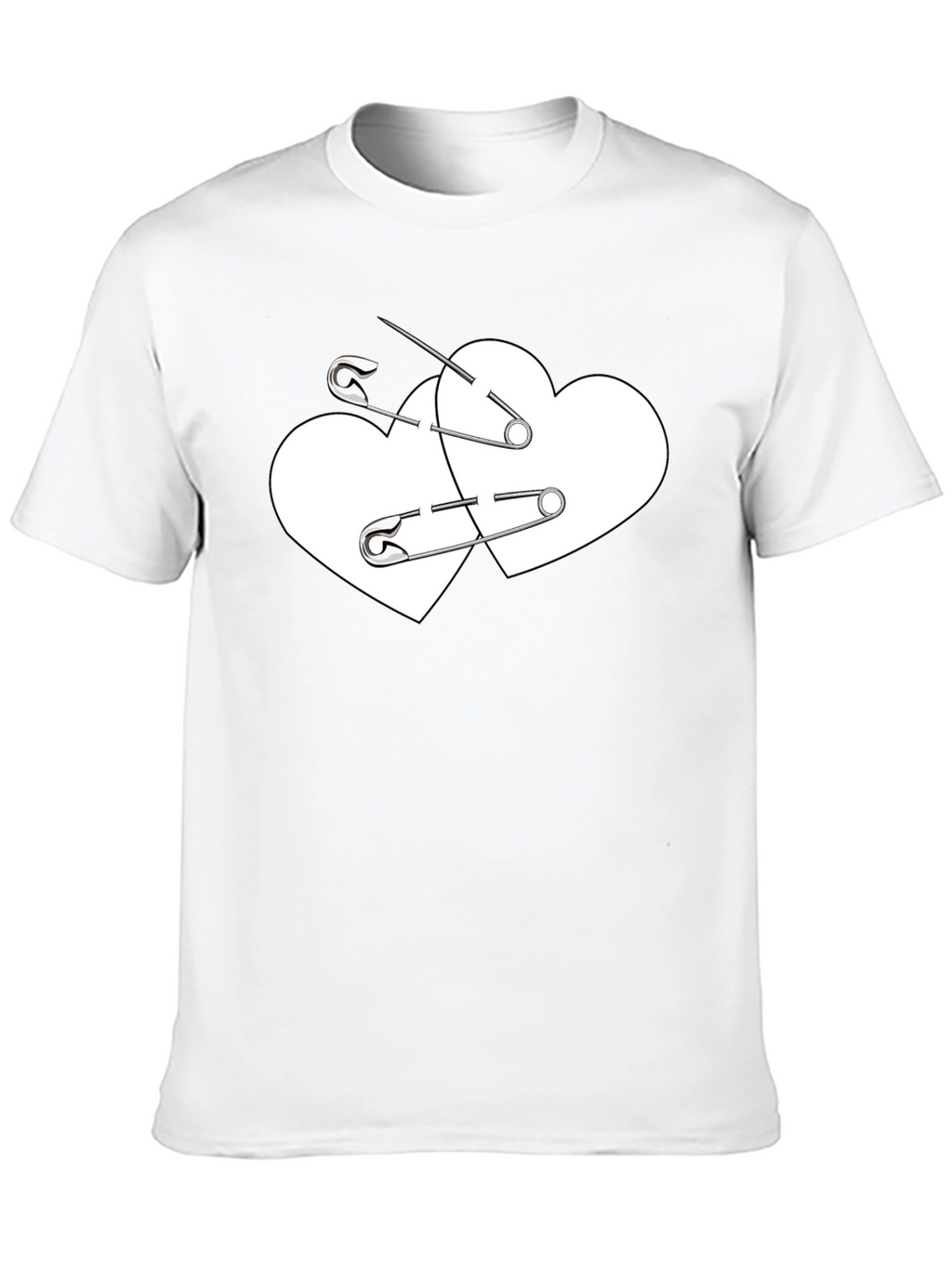 Safety Pin Heart Graphic Tee - Black