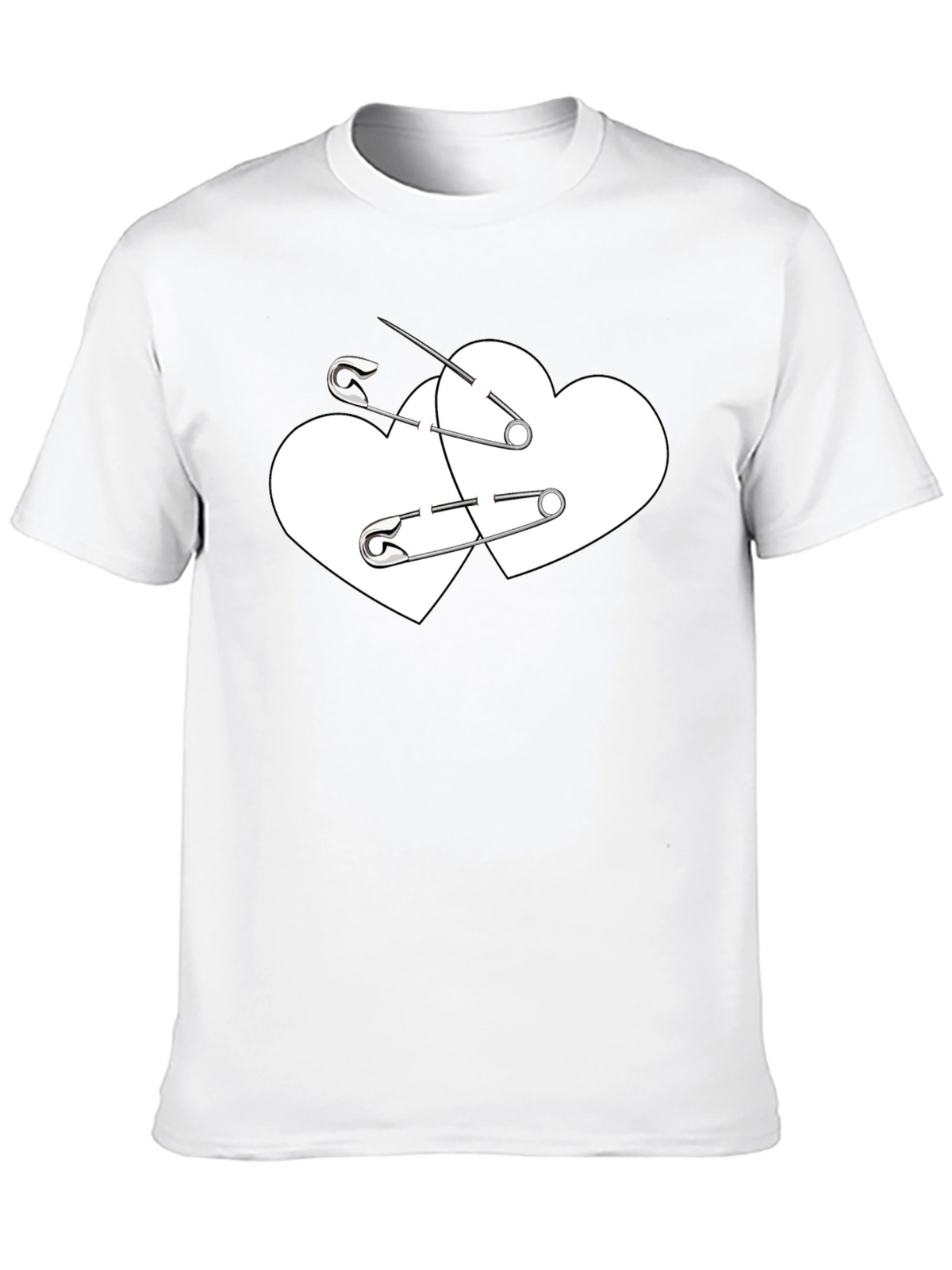 Safety Pin Heart Graphic Tee - Black