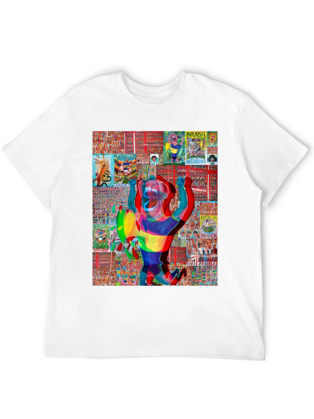Soccer Collage Graphic Tee - Black Cotton Blend