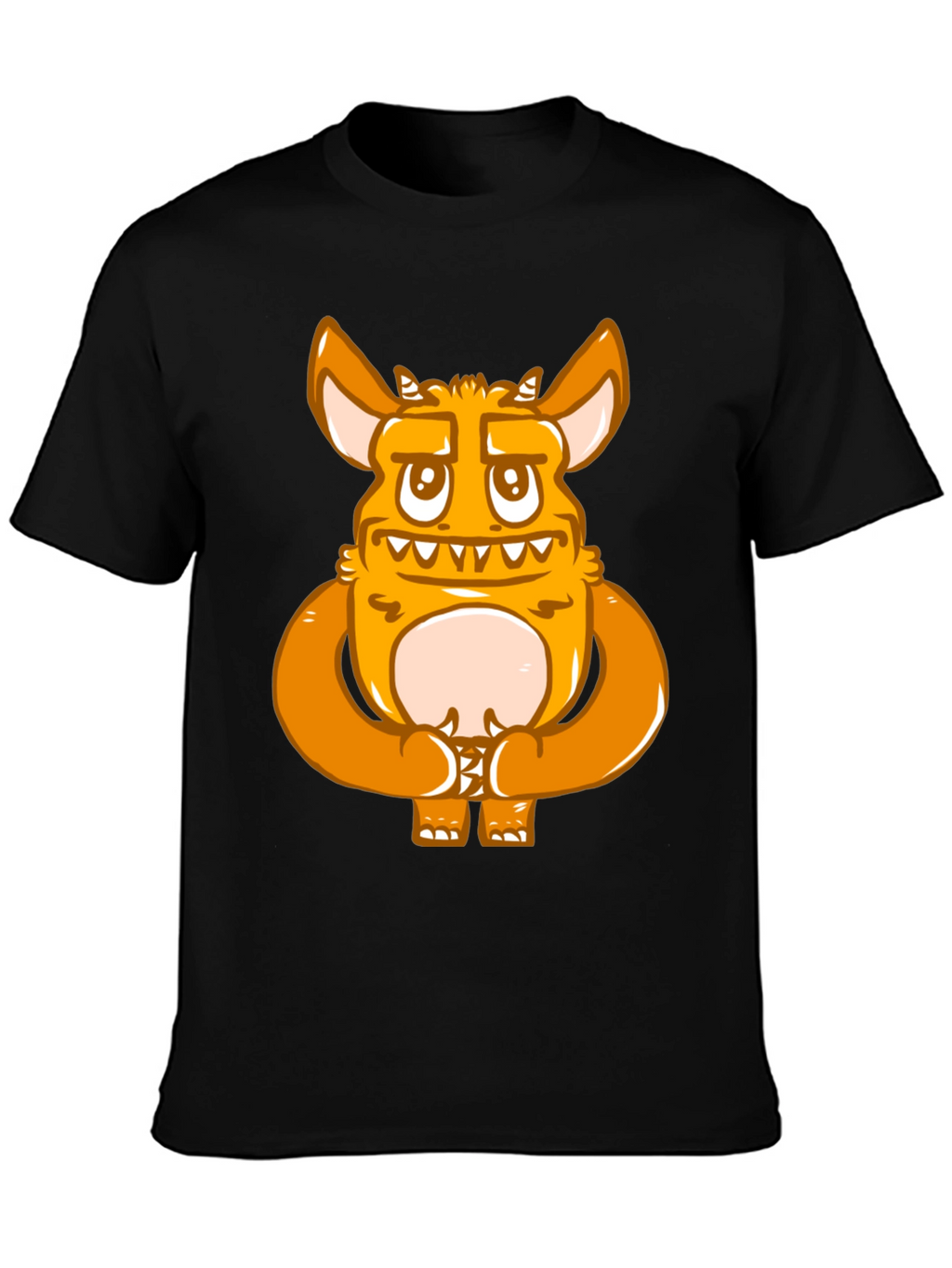 Cartoon Monster Graphic Print Black T-Shirt
