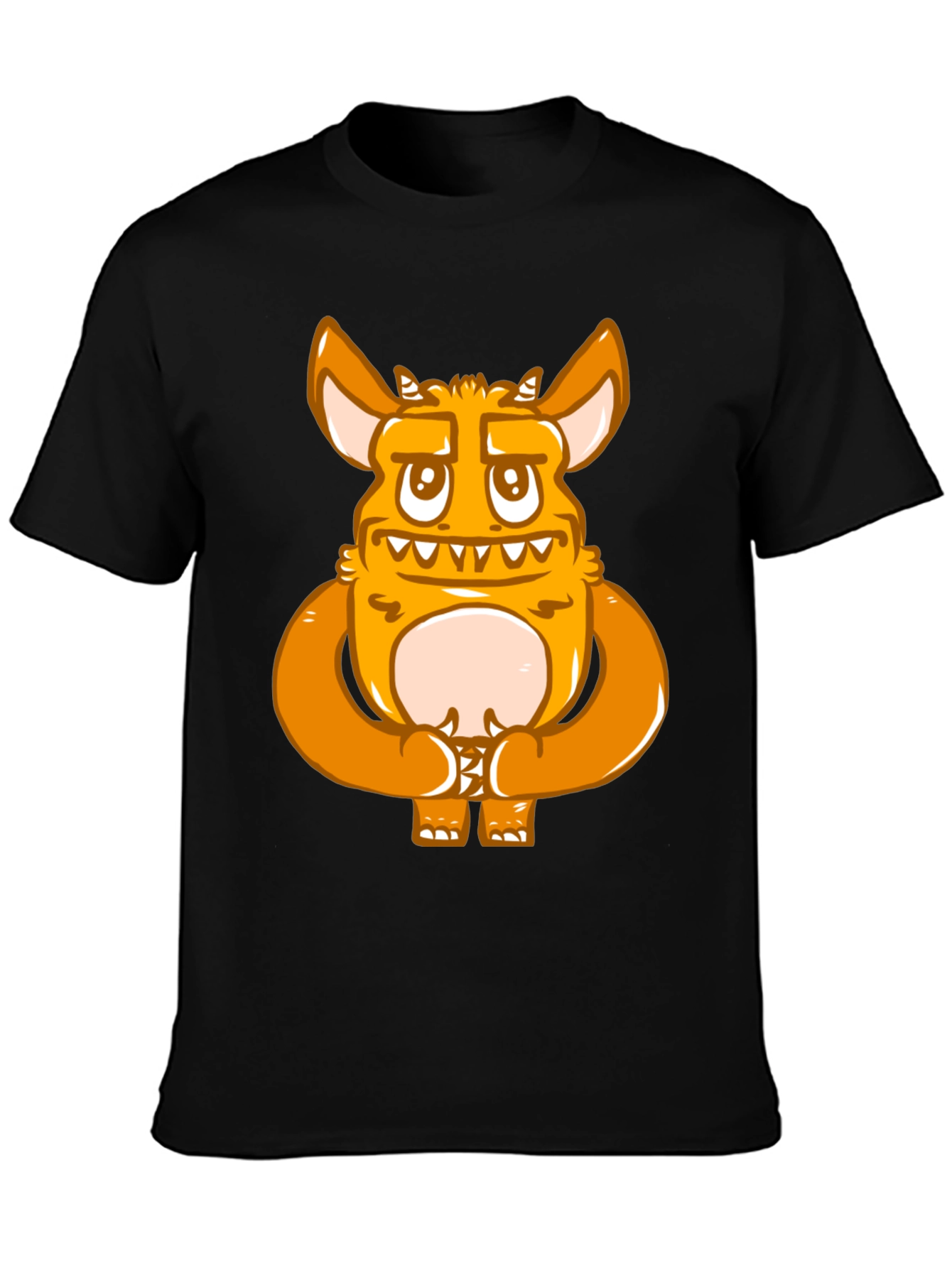 Cartoon Monster Graphic Print Black T-Shirt