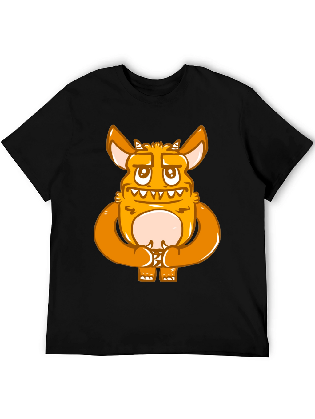 Cartoon Monster Graphic Print Black T-Shirt