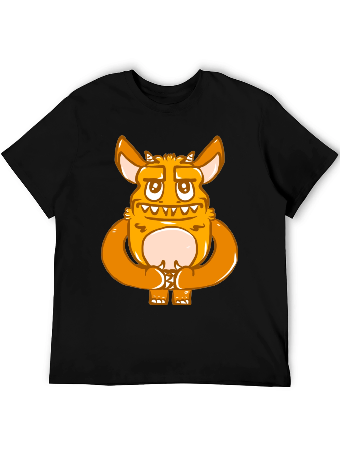 Cartoon Monster Graphic Print Black T-Shirt