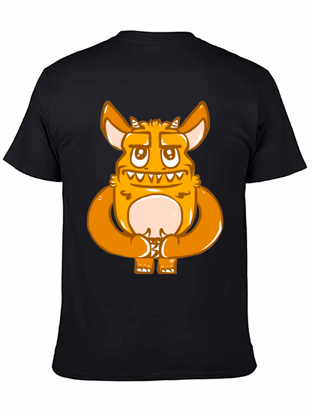 Cartoon Monster Graphic Print Black T-Shirt