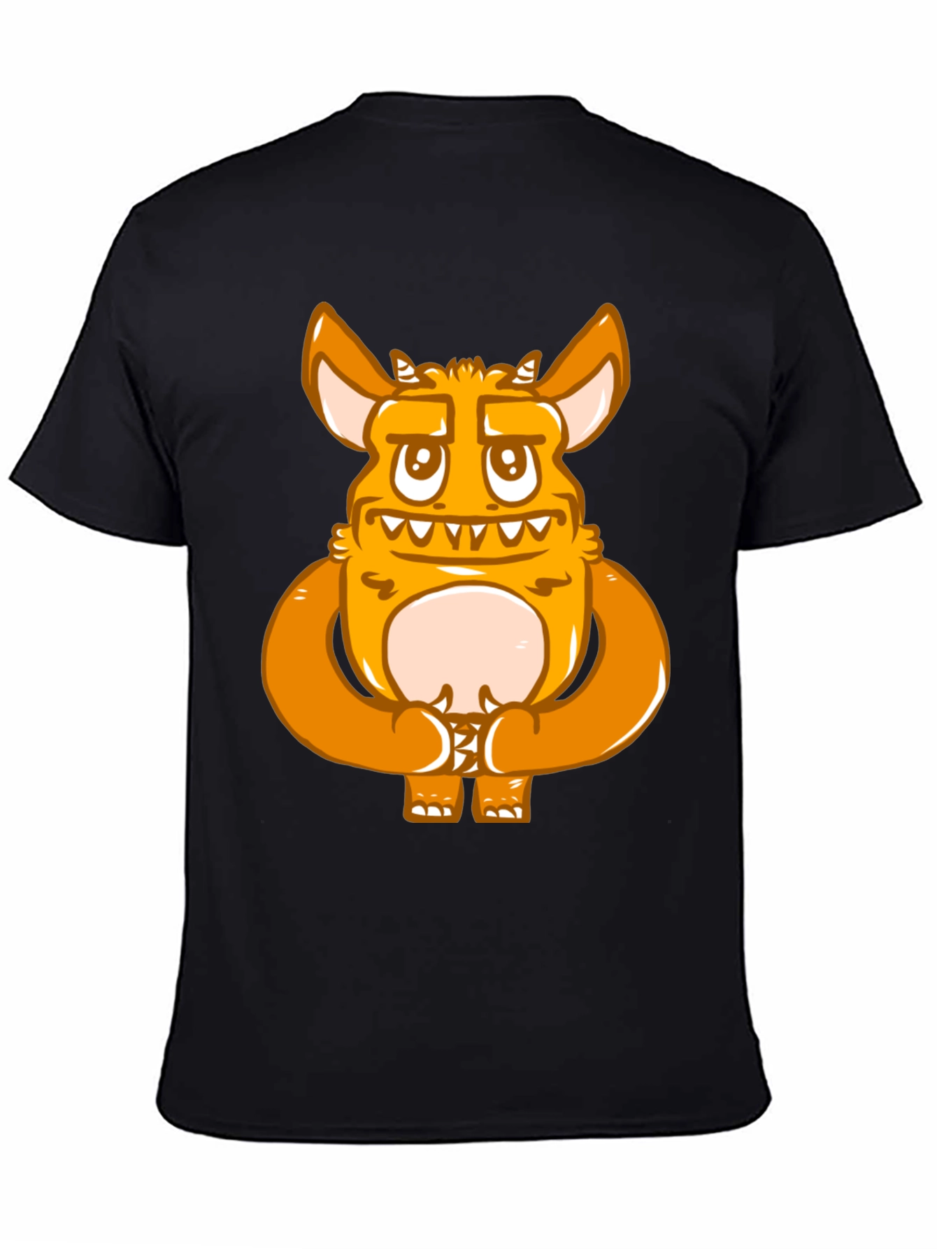 Cartoon Monster Graphic Print Black T-Shirt