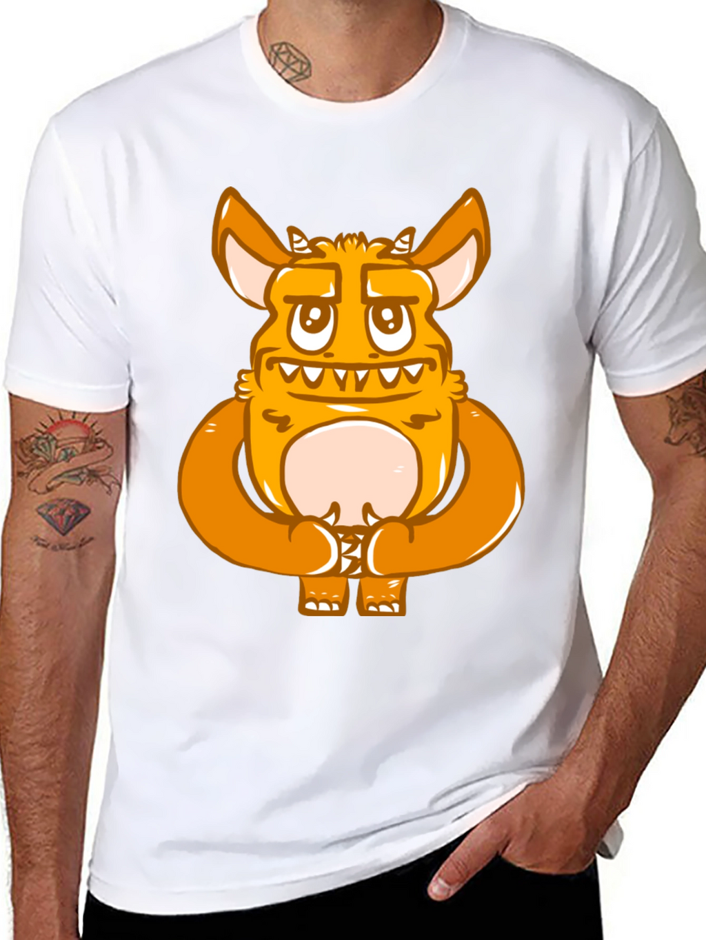 Cartoon Monster Graphic Print Black T-Shirt