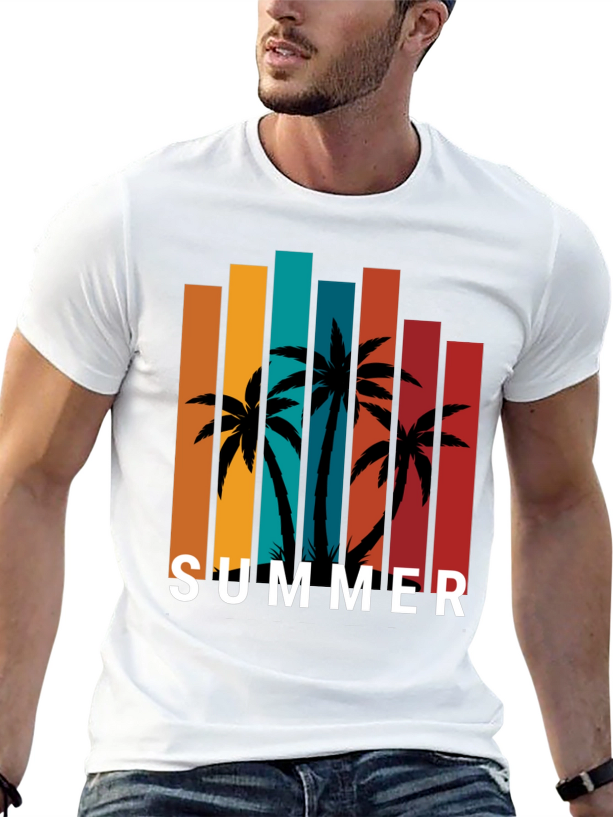 Tropical Summer Palm Tree Graphic Tee
