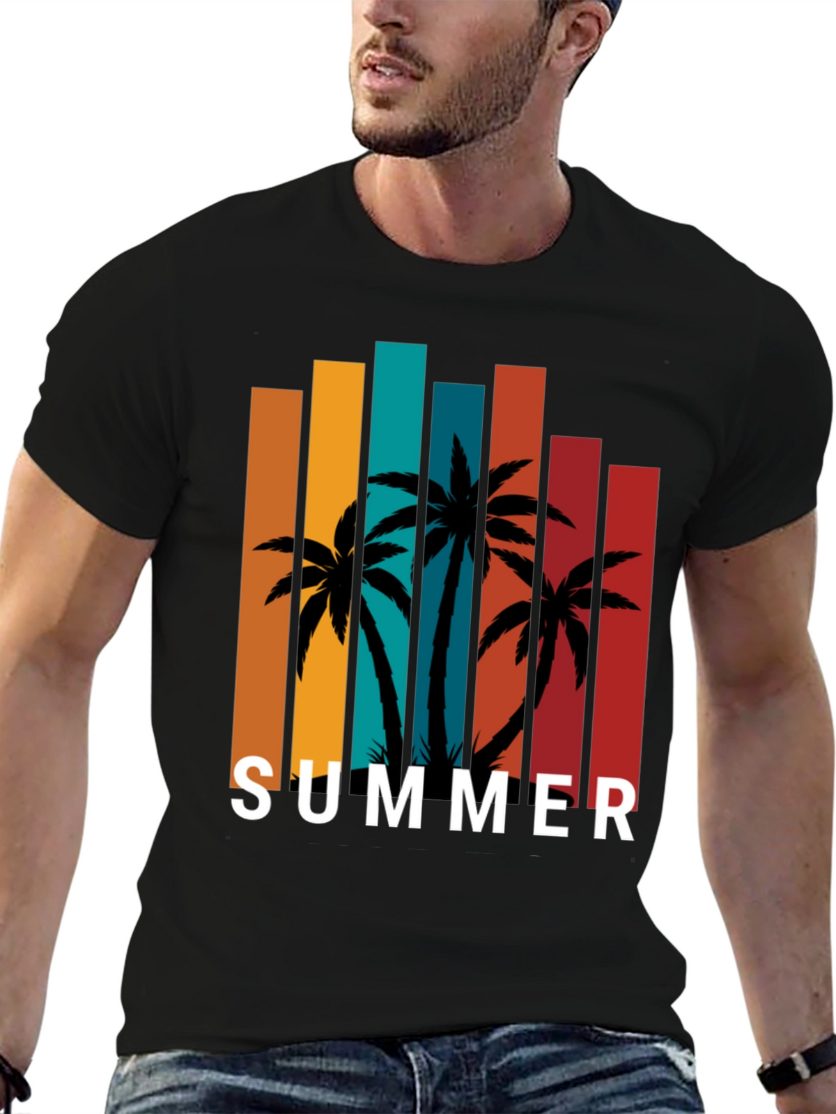 Tropical Summer Palm Tree Graphic Tee