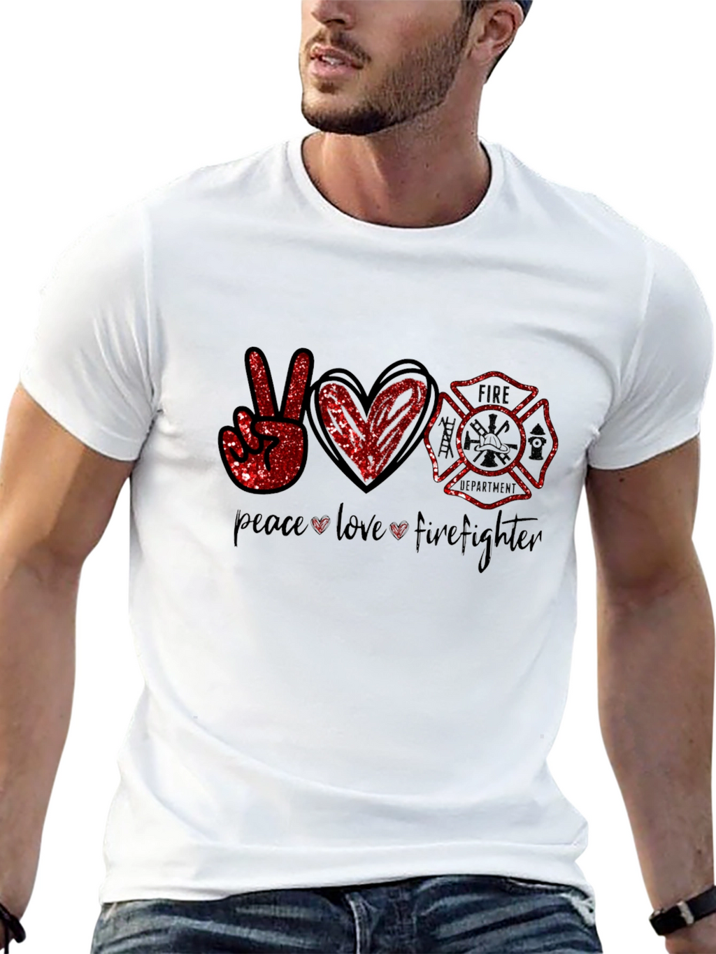 Peace Love Firefighter Graphic Tee