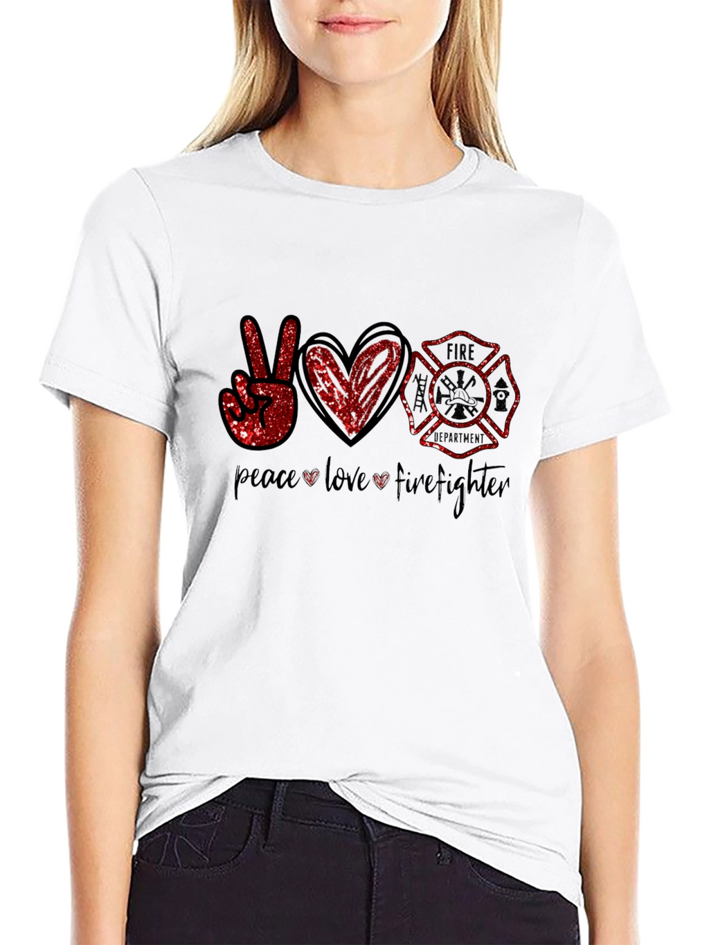 Peace Love Firefighter Graphic Tee