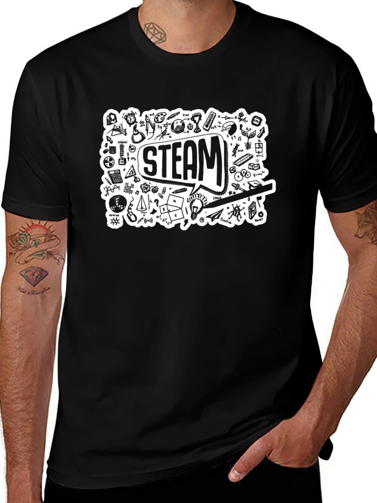 STEAM Doodle Black T-Shirt