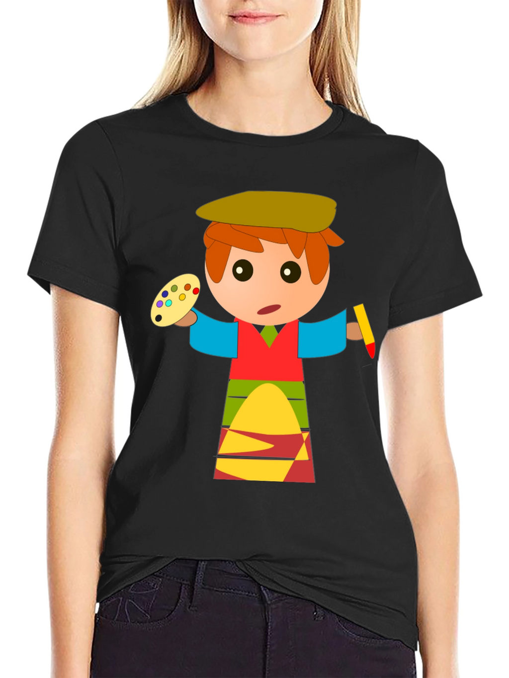 Cartoon Artist Graphic T-Shirt