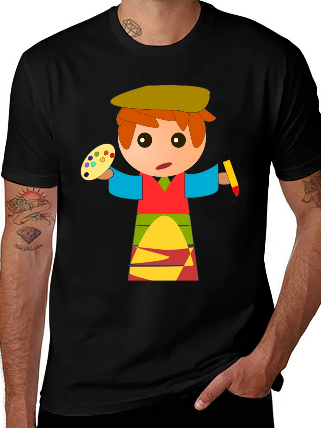 Cartoon Artist Graphic T-Shirt