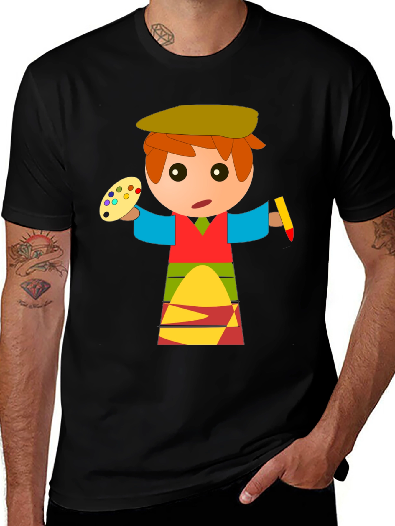 Cartoon Artist Graphic T-Shirt