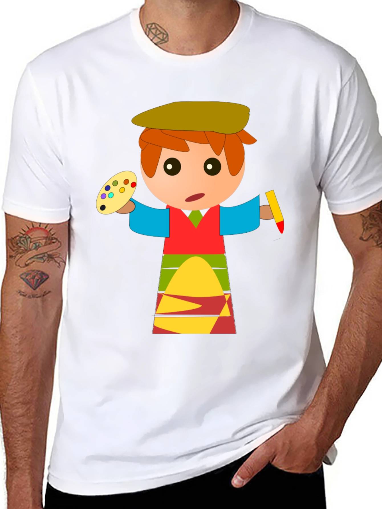 Cartoon Artist Graphic T-Shirt