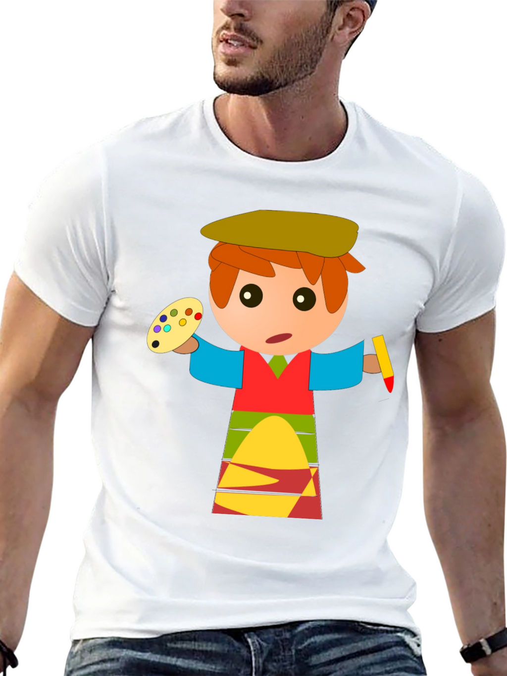 Cartoon Artist Graphic T-Shirt