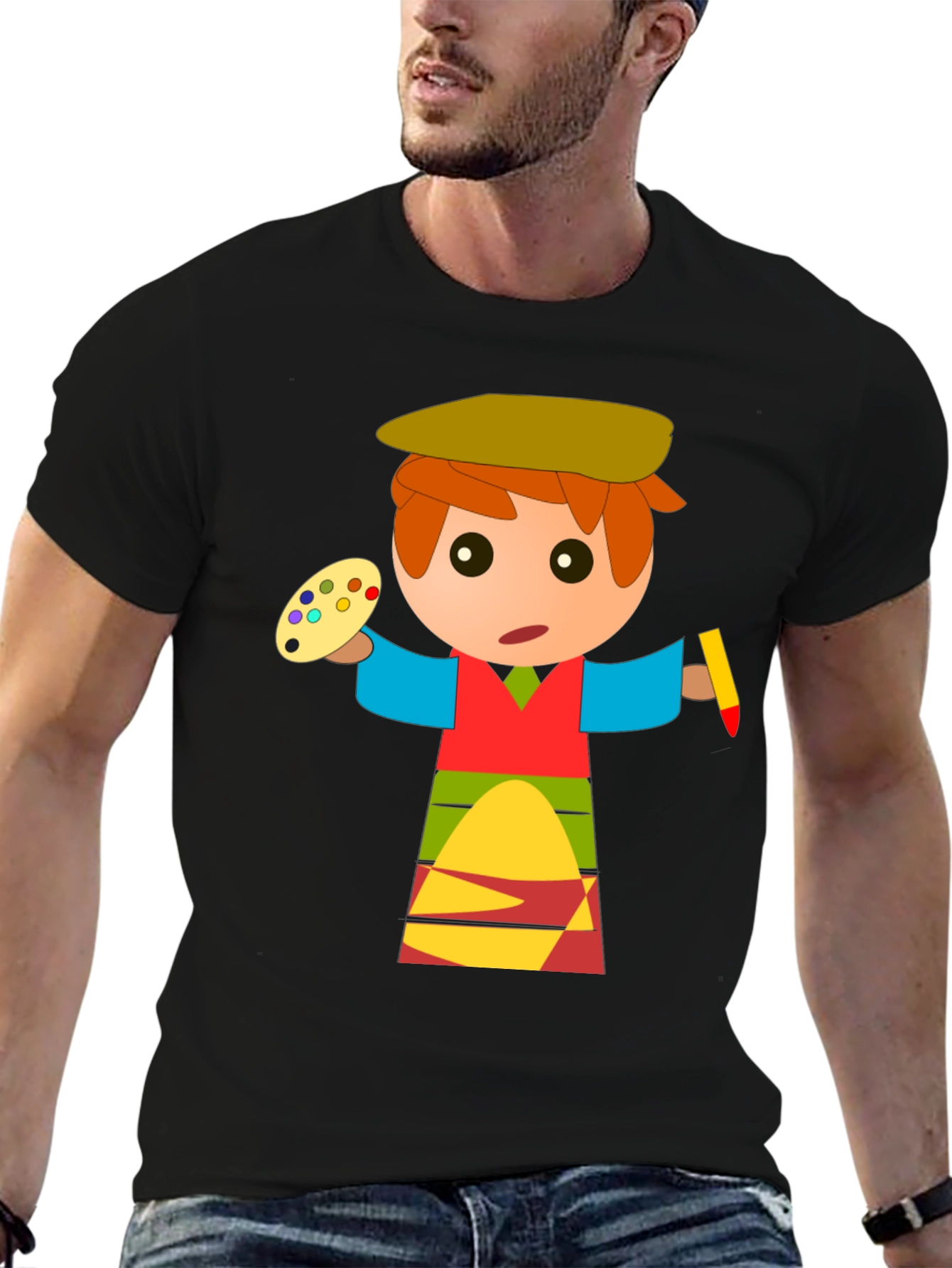 Cartoon Artist Graphic T-Shirt