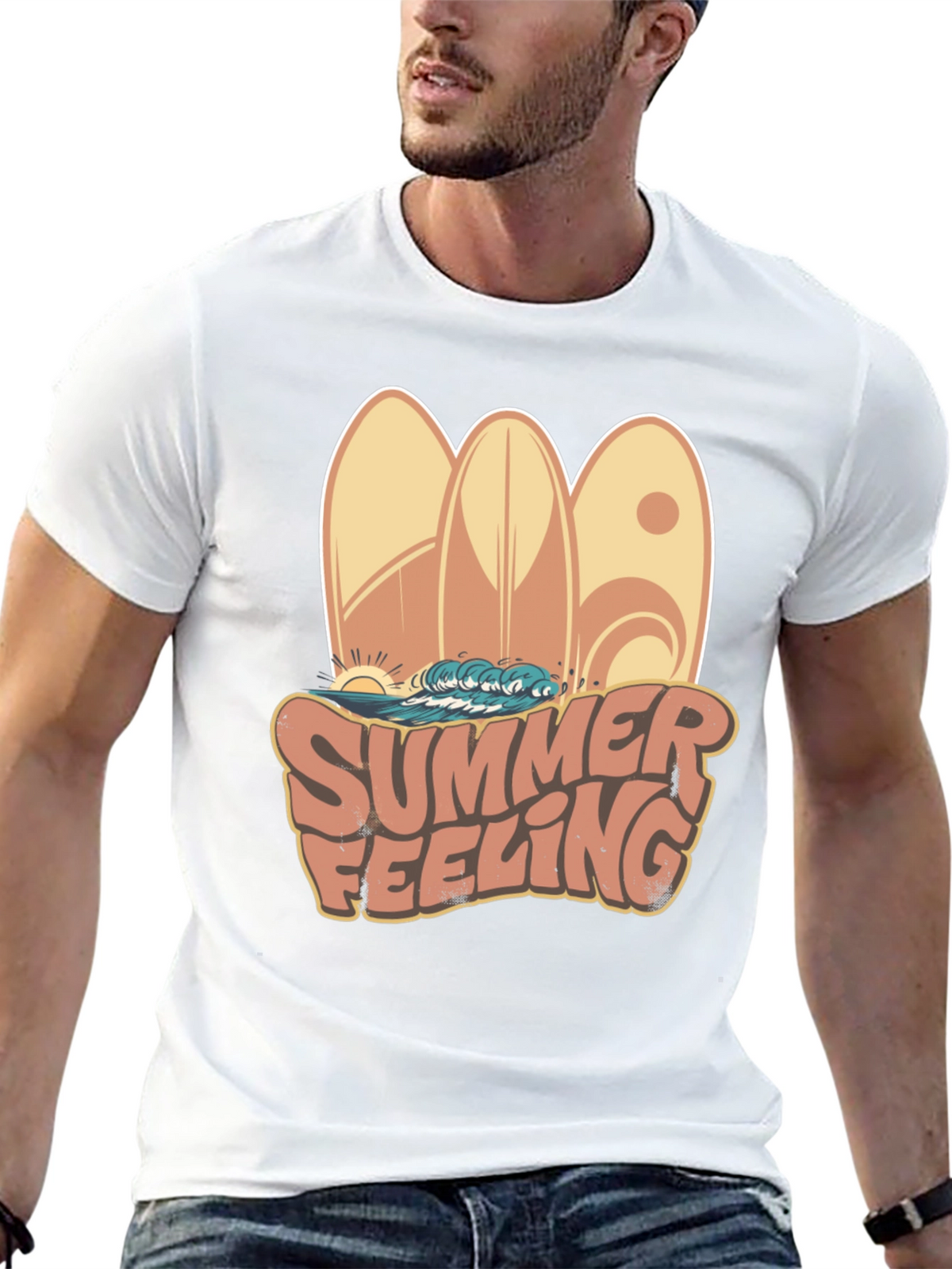 Summer Feeling Surfboard Graphic Tee