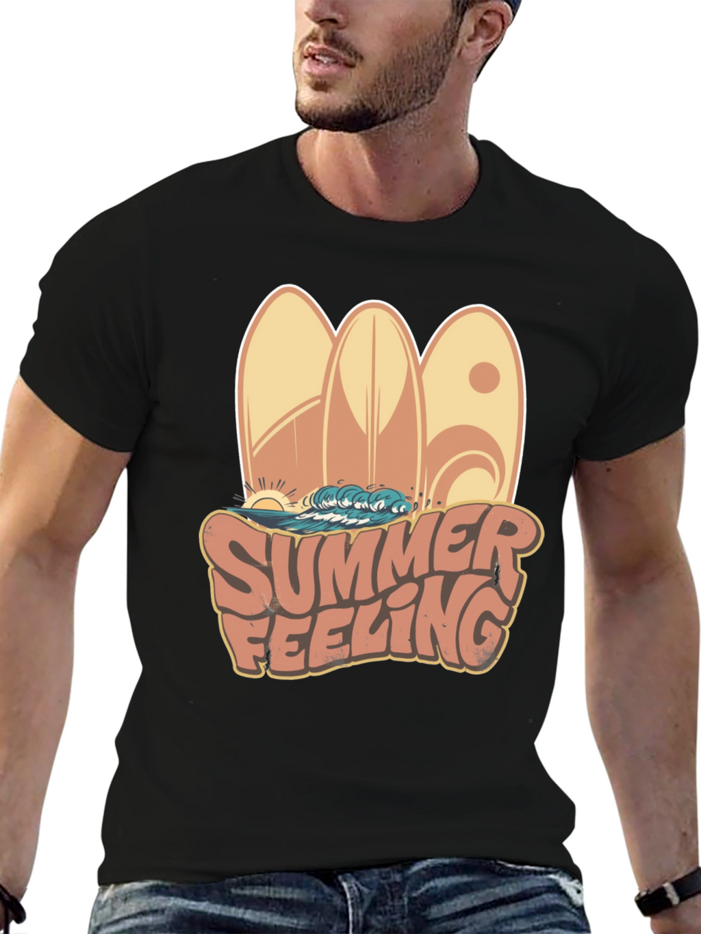 Summer Feeling Surfboard Graphic Tee