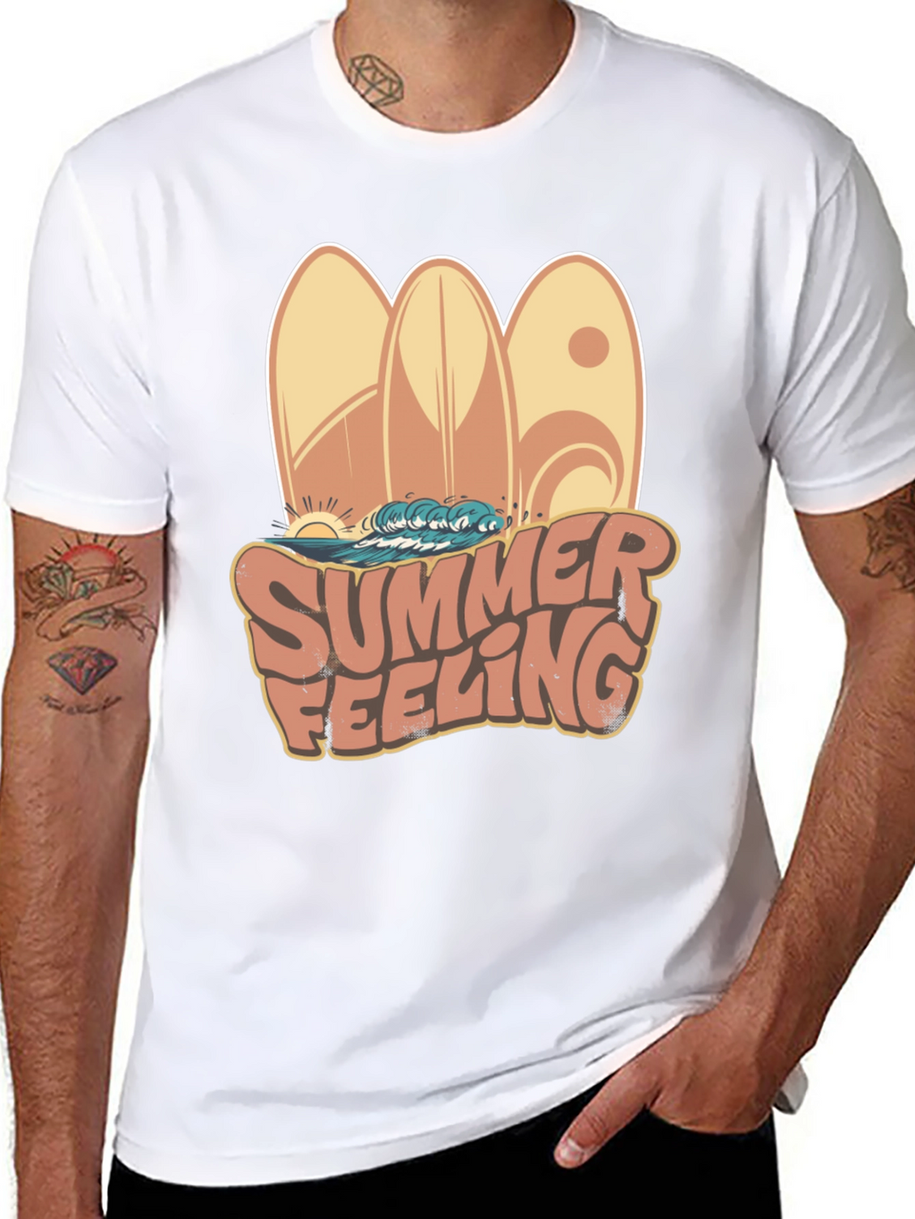 Summer Feeling Surfboard Graphic Tee