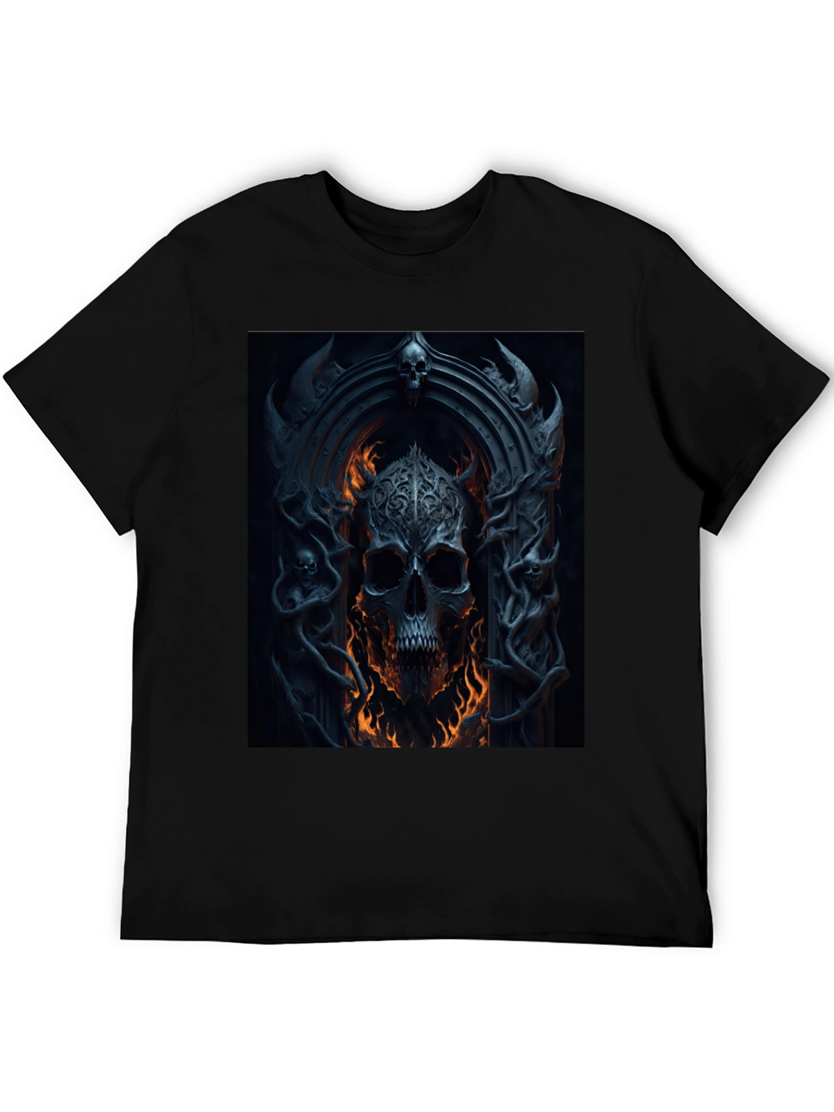 Skull Portal Graphic Black Tee - Gothic Design