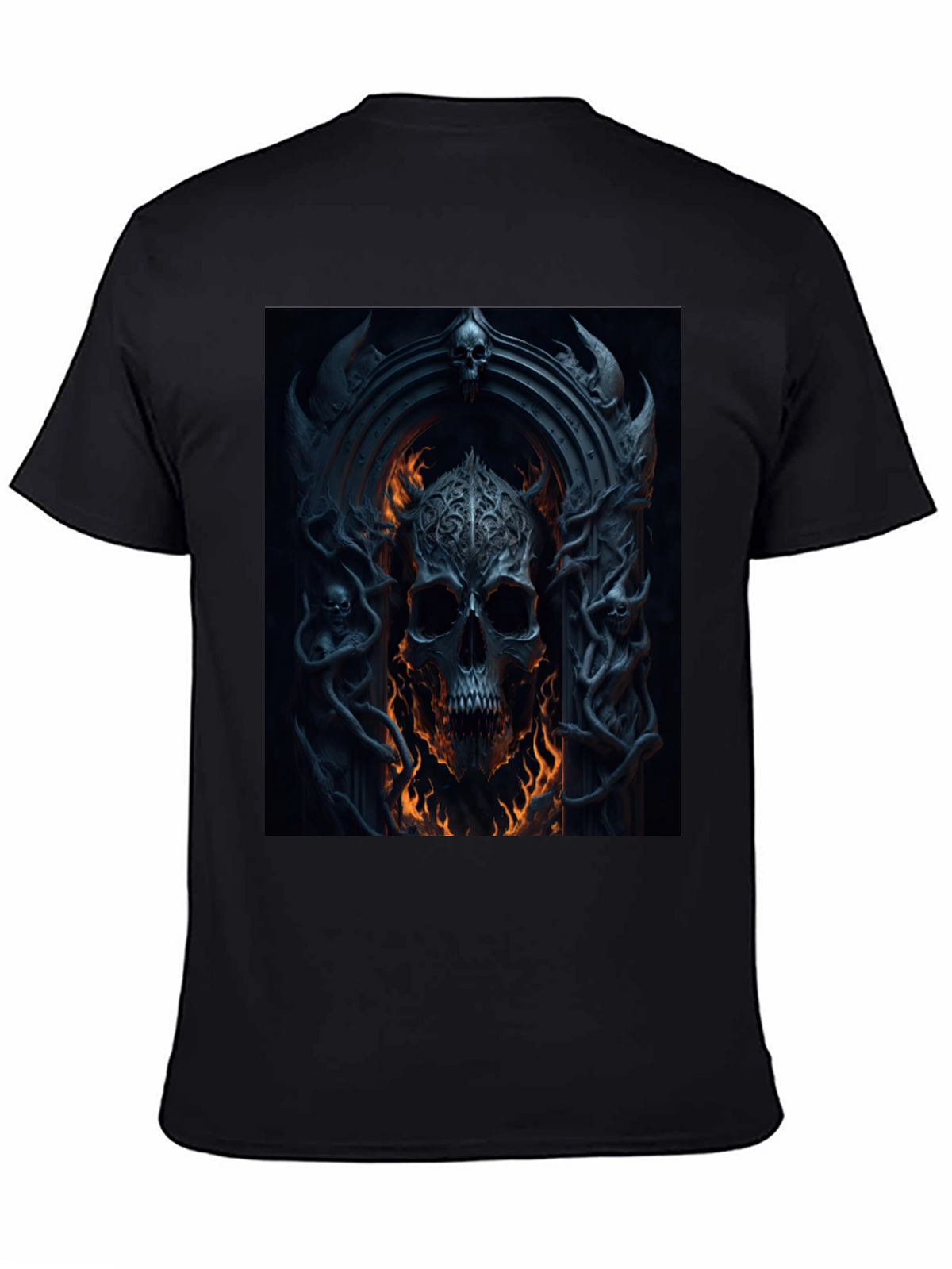 Skull Portal Graphic Black Tee - Gothic Design