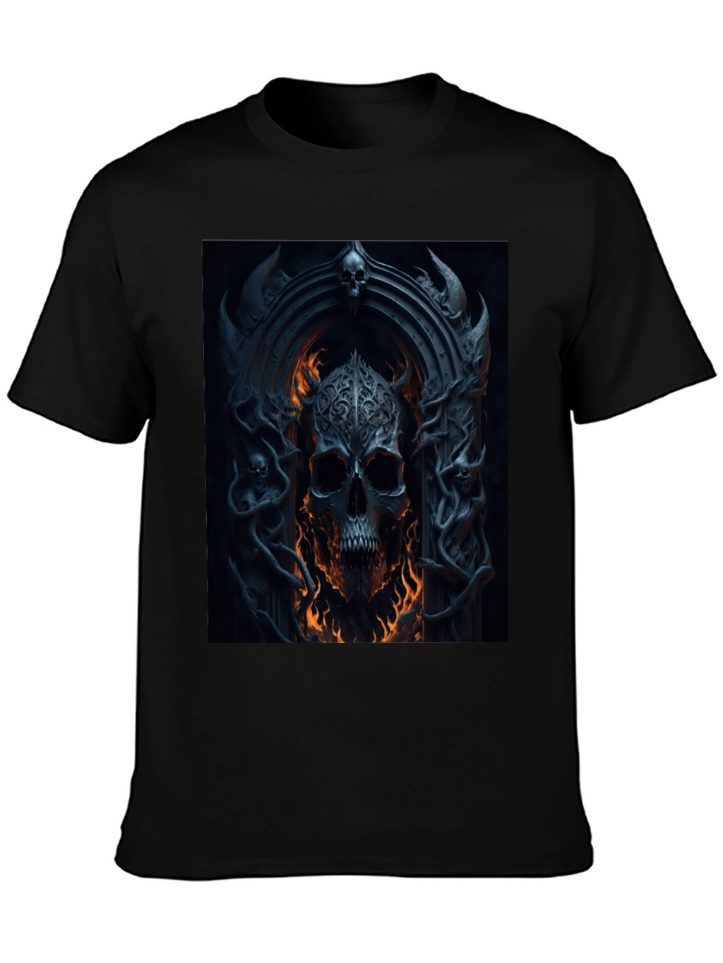 Skull Portal Graphic Black Tee - Gothic Design