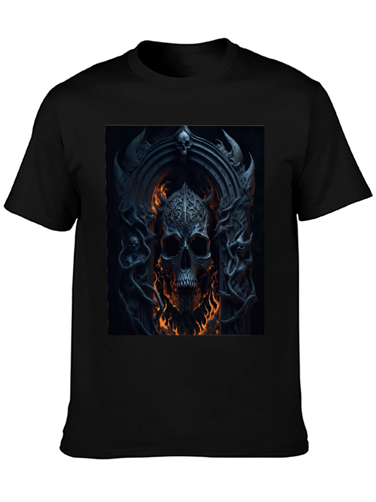 Skull Portal Graphic Black Tee - Gothic Design