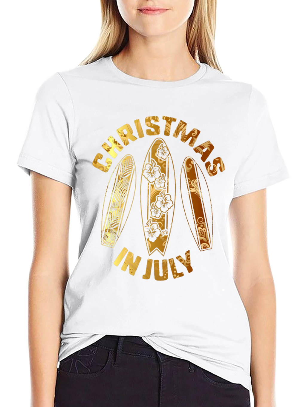 Christmas in July Surfboard Graphic Tee