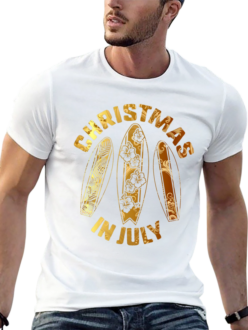 Christmas in July Surfboard Graphic Tee