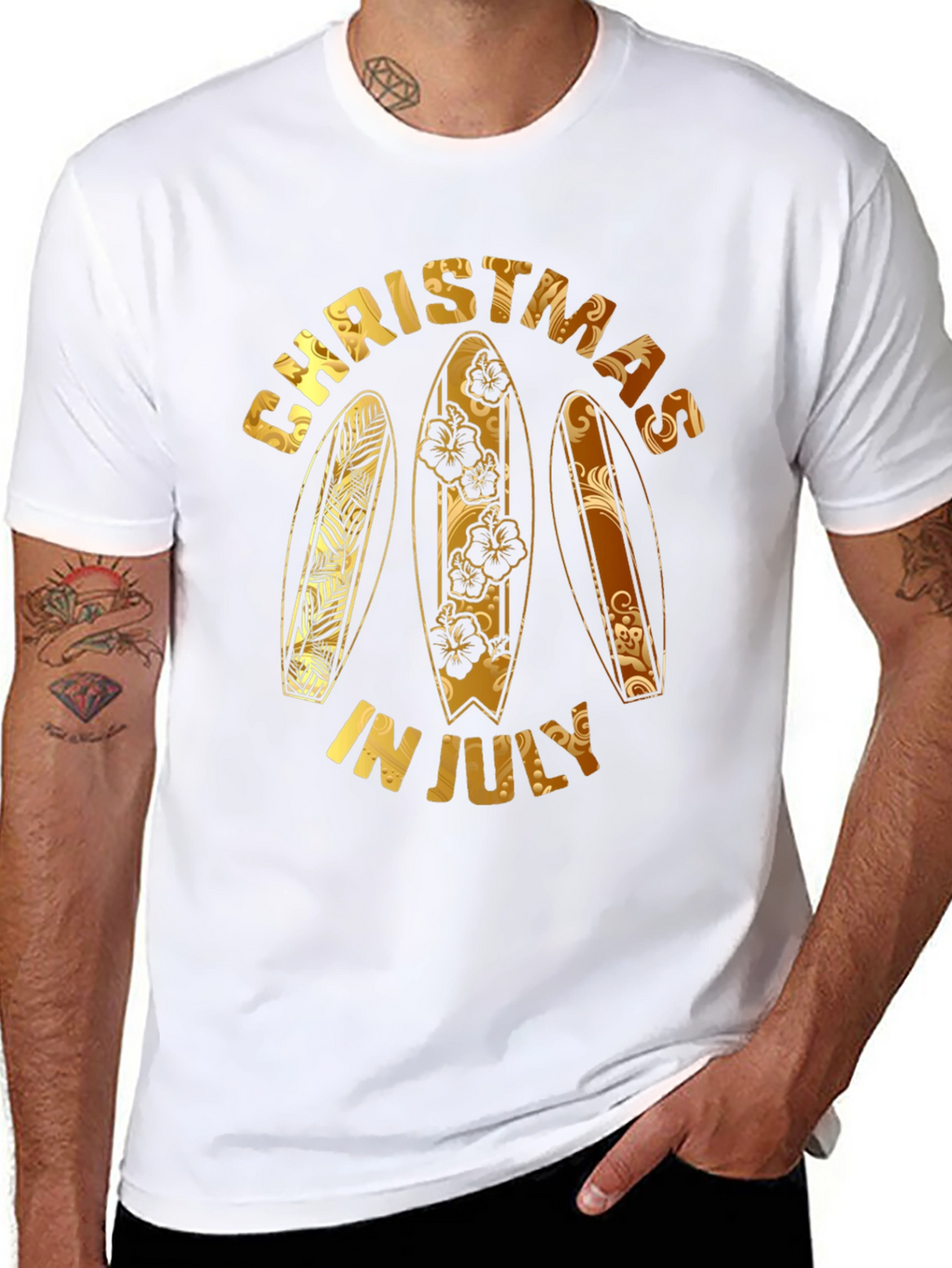 Christmas in July Surfboard Graphic Tee