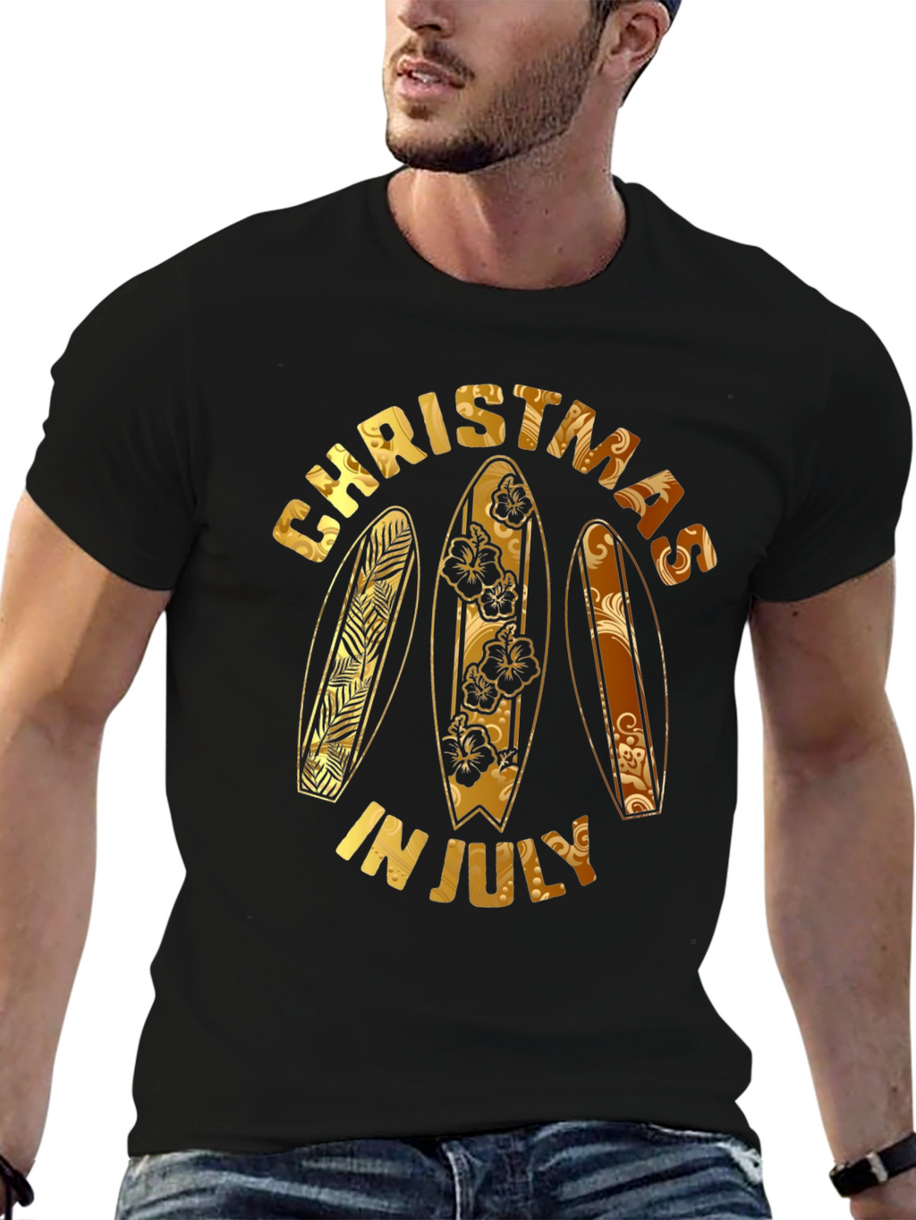 Christmas in July Surfboard Graphic Tee