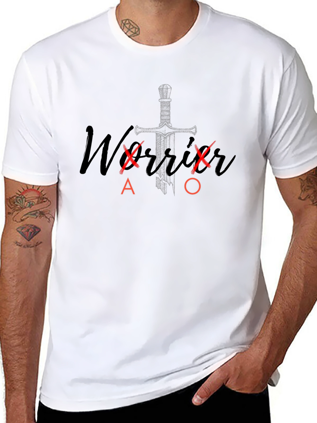 Warrior Alpha Omega Sword Graphic T-Shirt