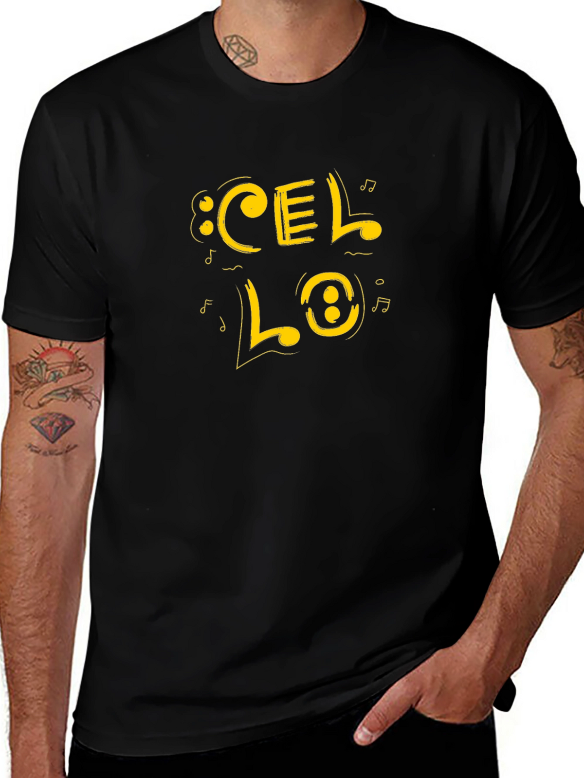 Cello Music Graphic Tee - Black Cotton Blend