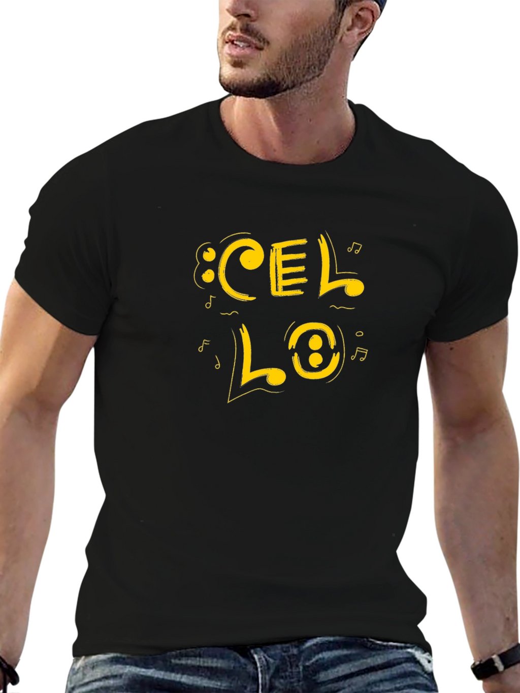 Cello Music Graphic Tee - Black Cotton Blend