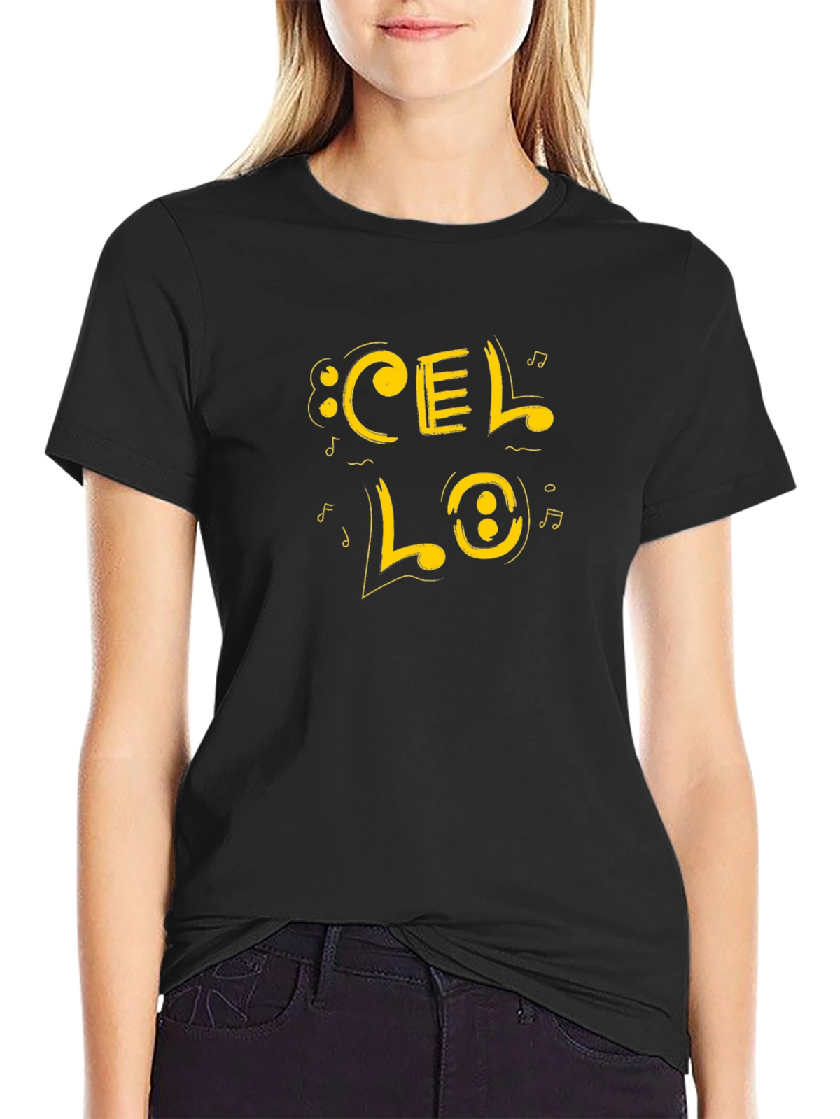 Cello Music Graphic Tee - Black Cotton Blend