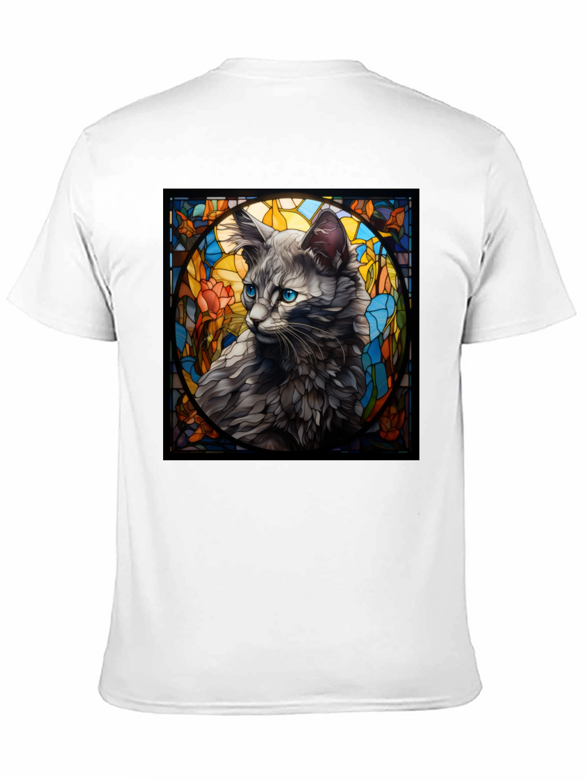 Stained Glass Cat Graphic Tee - Unique Design