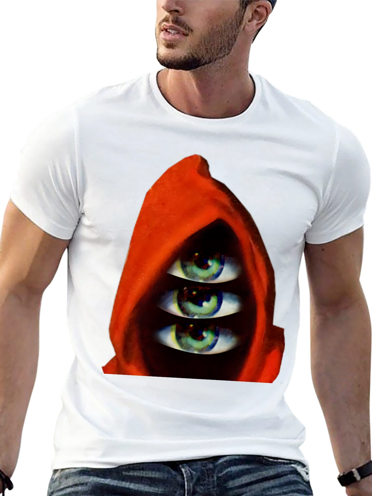 Three Eyes in Hooded Red Robe T-Shirt
