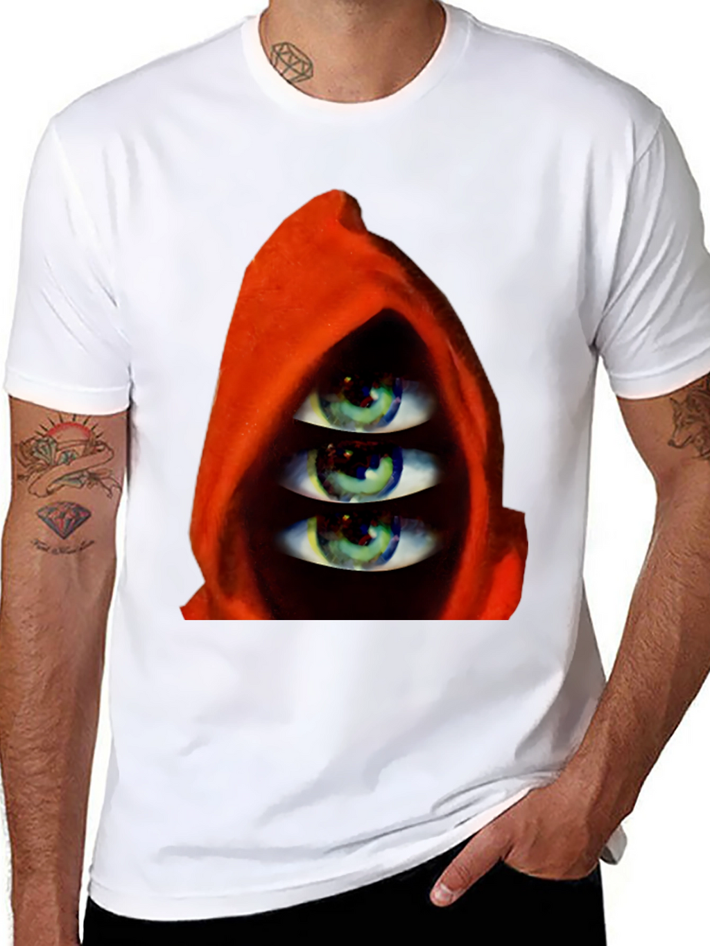 Three Eyes in Hooded Red Robe T-Shirt